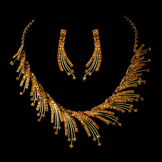 Necklace Earring Set - Gold Topaz