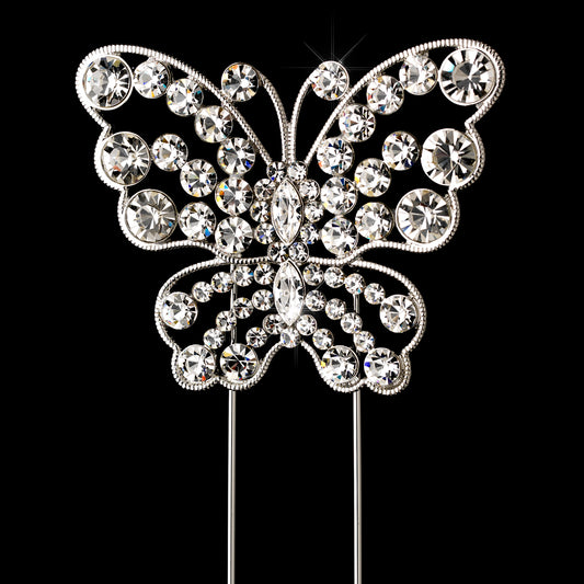 Rhinestone Covered Butterfly Cake Topper in Sterling Silver