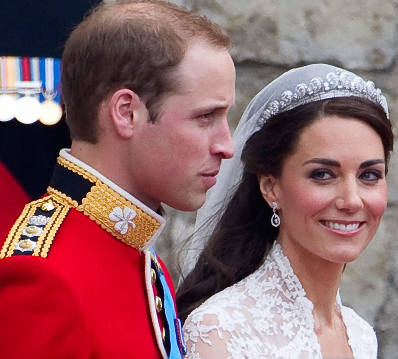 Antique Silver Clear Kate Middleton Acorn Crystal Bridal Earrings