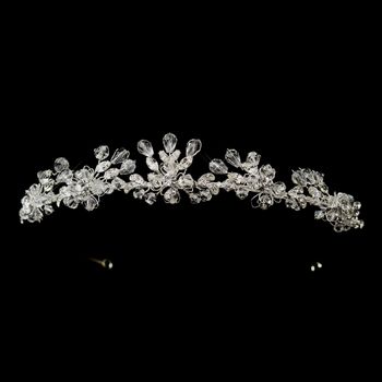 Silver Clear Swarovski Crystal & Rhinestone Bridal Tiara Headpiece