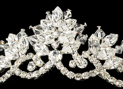 Vintage Inspired Bridal Tiara Rhodium Plate